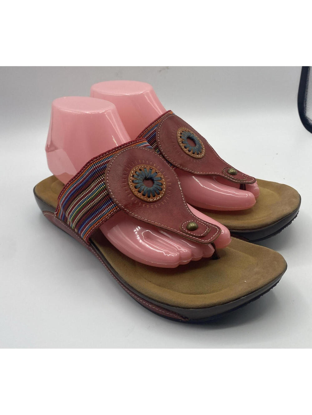 Spring Step Yasmin Sandal  Flip Flops Red Southwestern Size 40